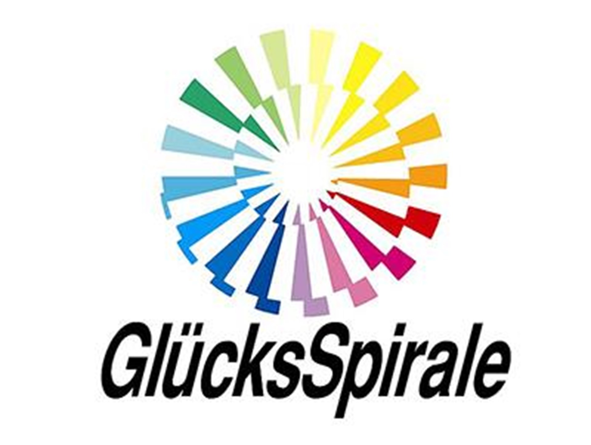 Logo der GlücksSpirale mit buntem, spiralförmigem Design und dem Schriftzug 'GlücksSpirale' in schwarzer Schrift.