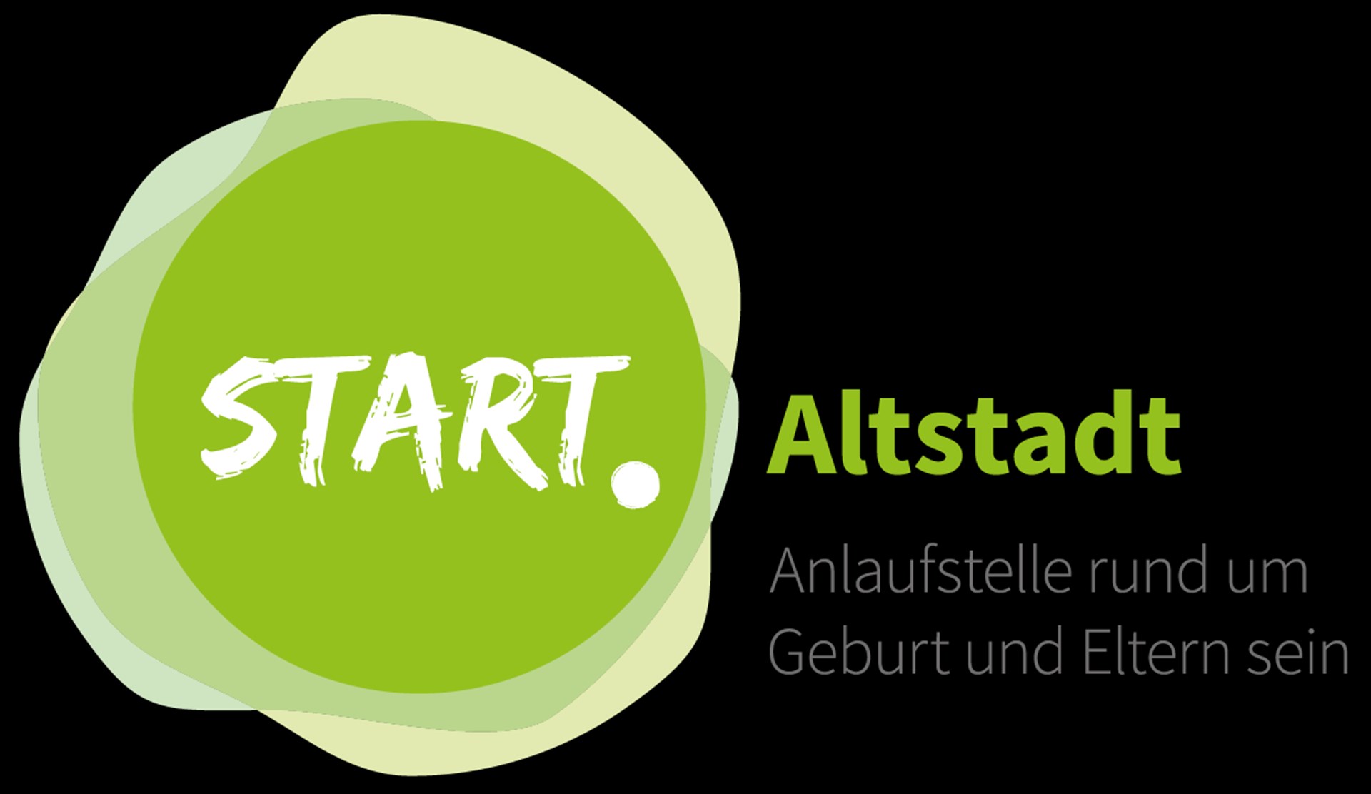 Logo mit der Auftschrift "Startpunkt Altstadt" in hellgrüner Schrift.