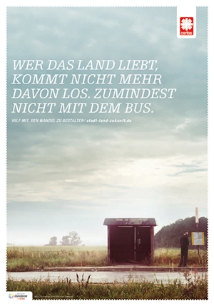 Plakat Kampagne Stadt, Land, Zukunft: Bushaltestelle