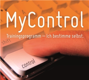 Auf mossgrünem Hintergrund steht der Text MyControl - Trainingsprogramm für einen selbstbestimmten Alkoholkonsum.