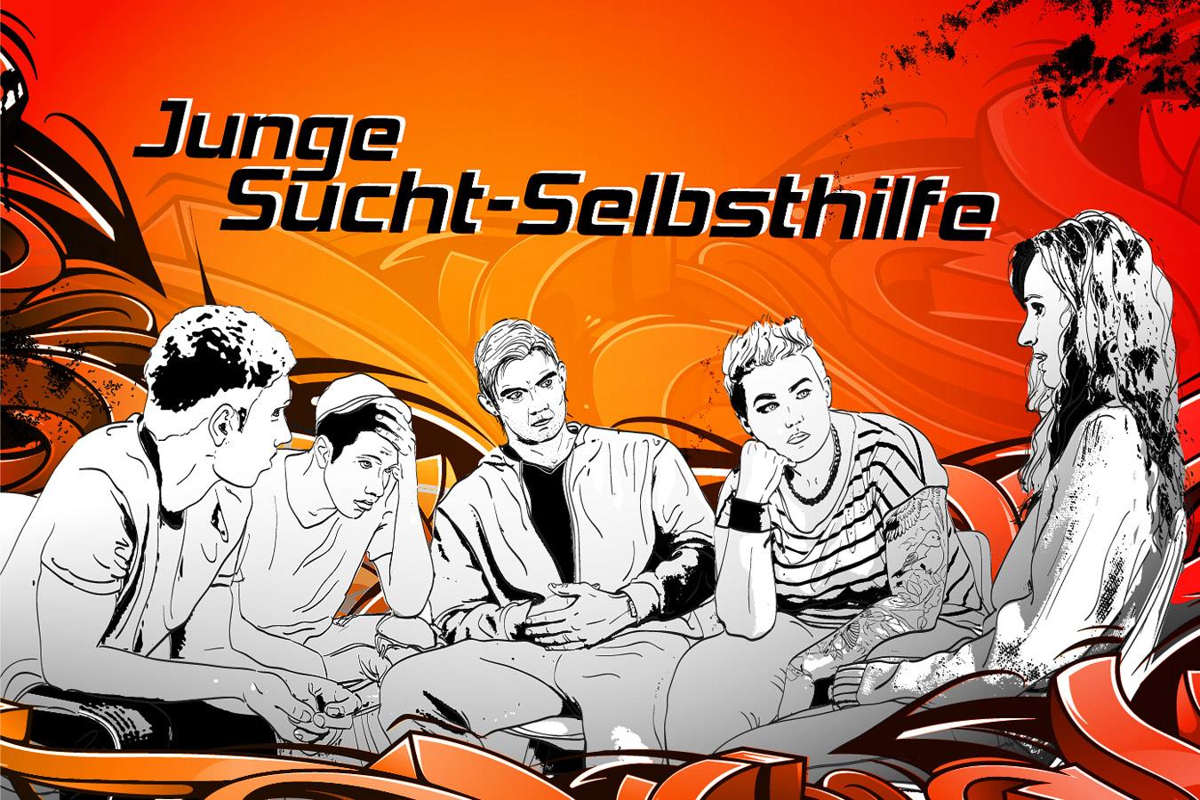 Grafikdarstellung einer Gruppe junger Leute