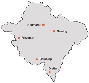 Landkarte Caritas im Landkreis Neumarkt